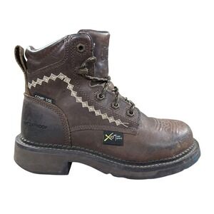 Justin Work Boots Womens 6 B Lanie‎ Waterproof Composite Toe Brown WKL994